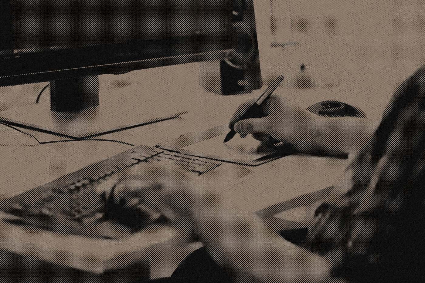 A designer working at a desk